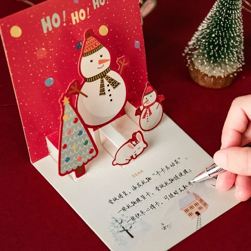5/1PCS 3D Pop UP Christmas Greeting Cards with Envelope