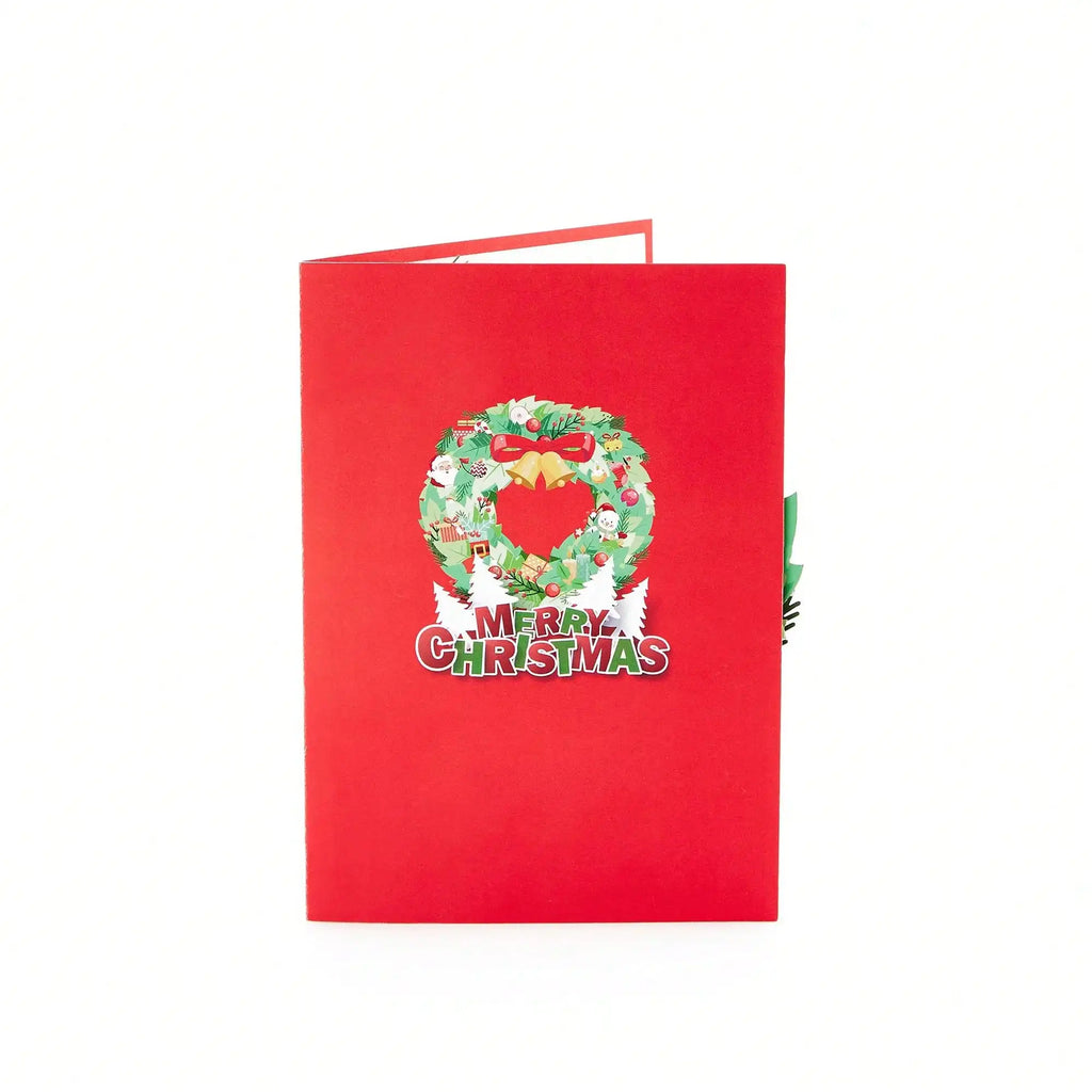1pcs Christmas Wreath Pop-Up Greeting Card