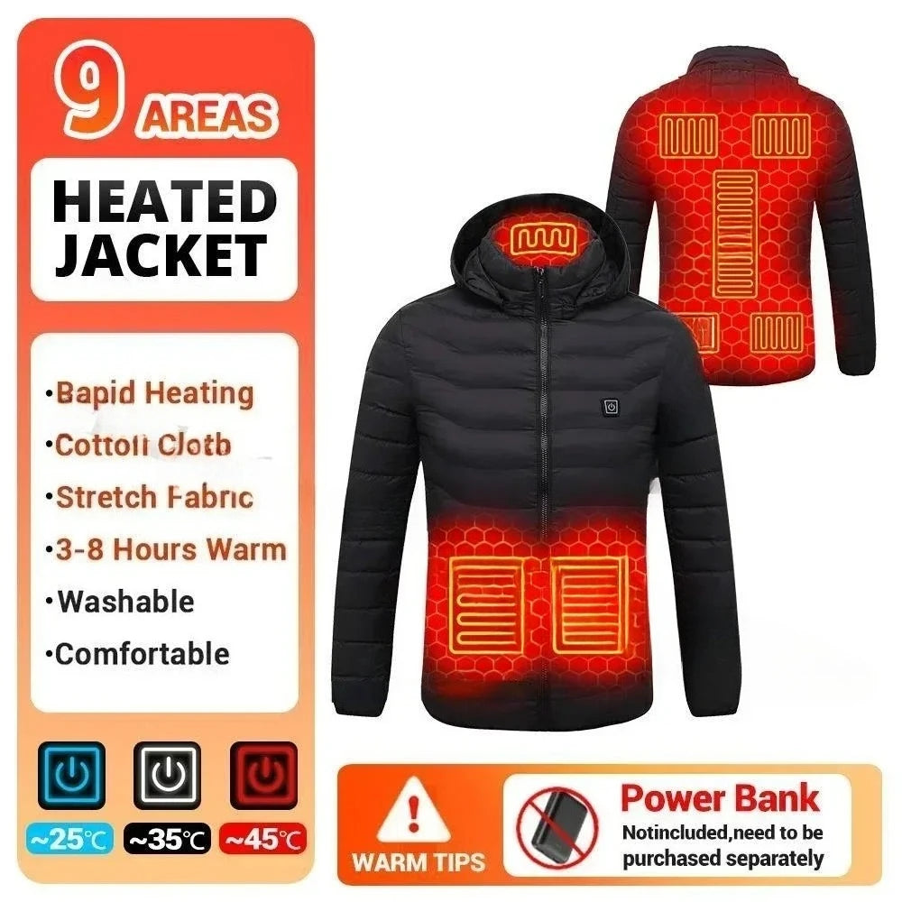 Heating Jacket Men Winter USB Electric Heated Coat Functional
