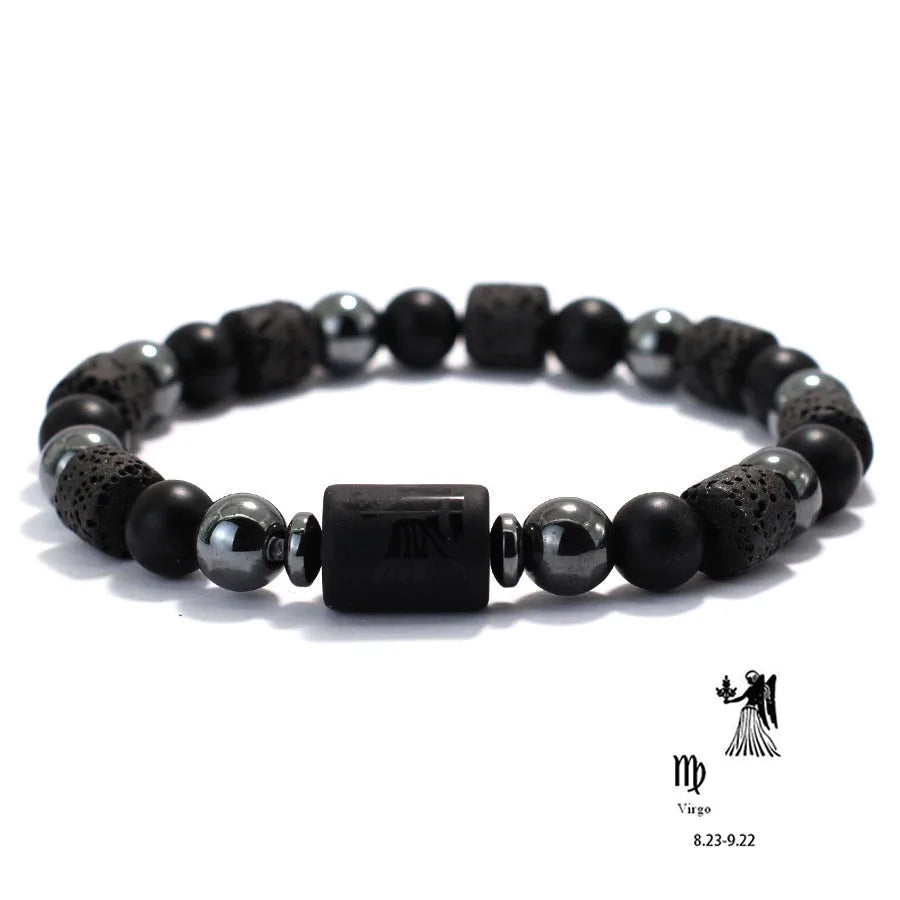 Men Natural Volcanic Rock Onyx Stone Beaded Bracelet