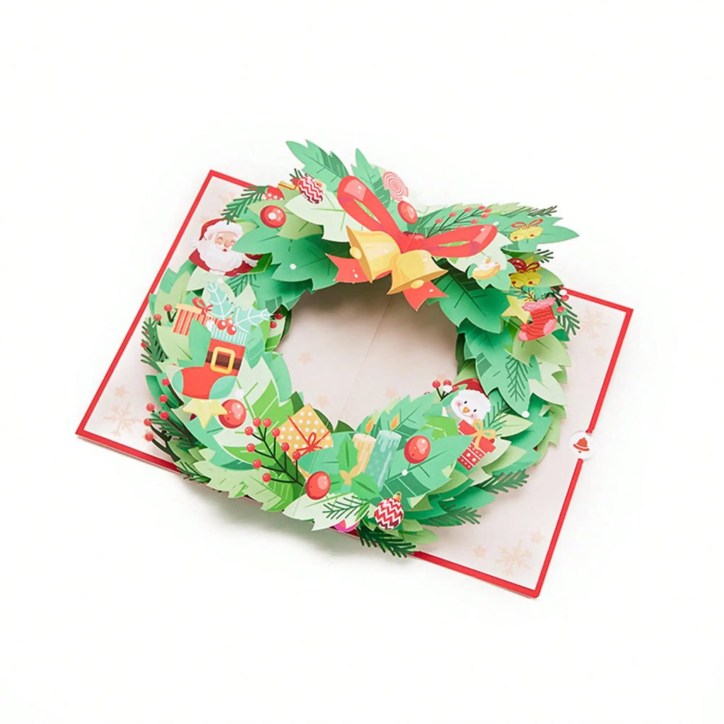1pcs Christmas Wreath Pop-Up Greeting Card