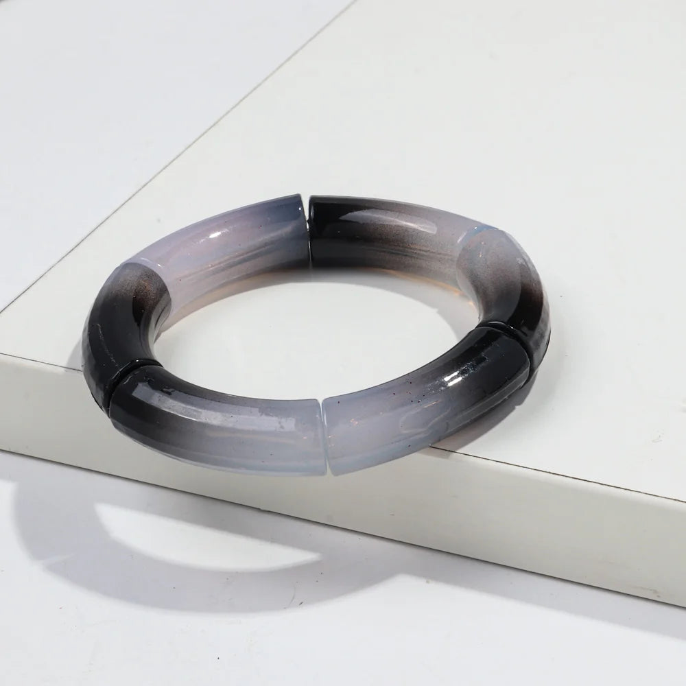 New Bohemia Acrylic Jelly Chunky Bamboo Bracelets for Women
