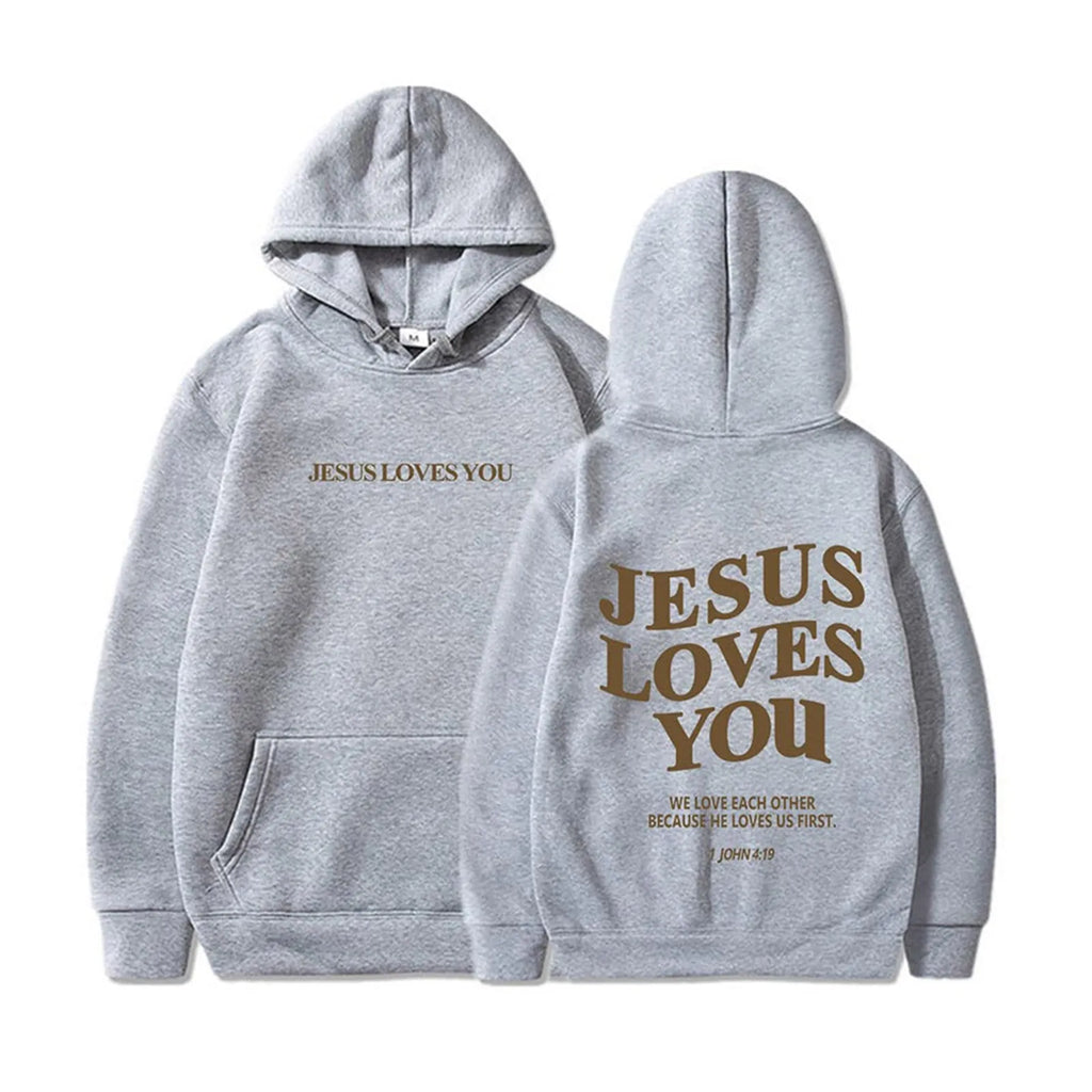 Jesus Loves You Oversized Graphic Hoodie Women