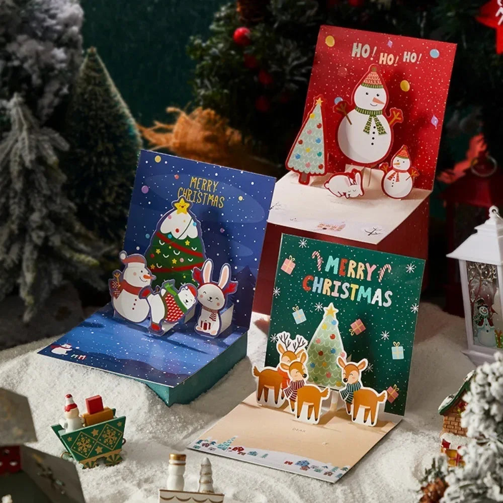5/1PCS 3D Pop UP Christmas Greeting Cards with Envelope