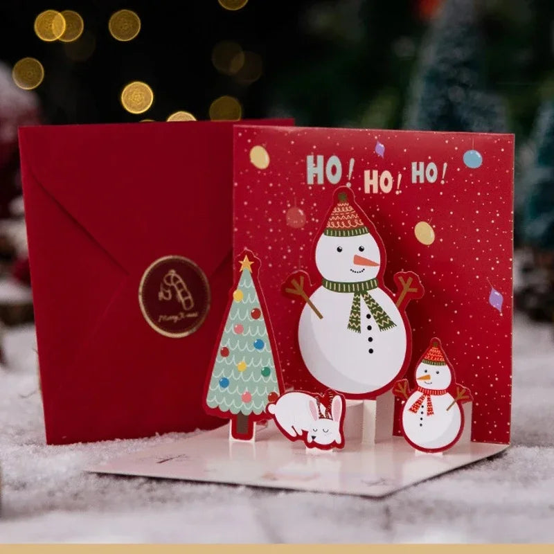 5/1PCS 3D Pop UP Christmas Greeting Cards with Envelope