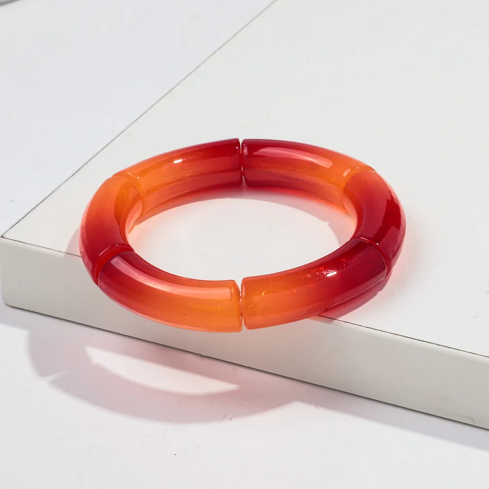 New Bohemia Acrylic Jelly Chunky Bamboo Bracelets for Women