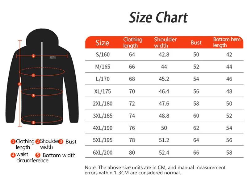 Heated Jacket Men USB Electric Heating Hooded Clothes for Couple