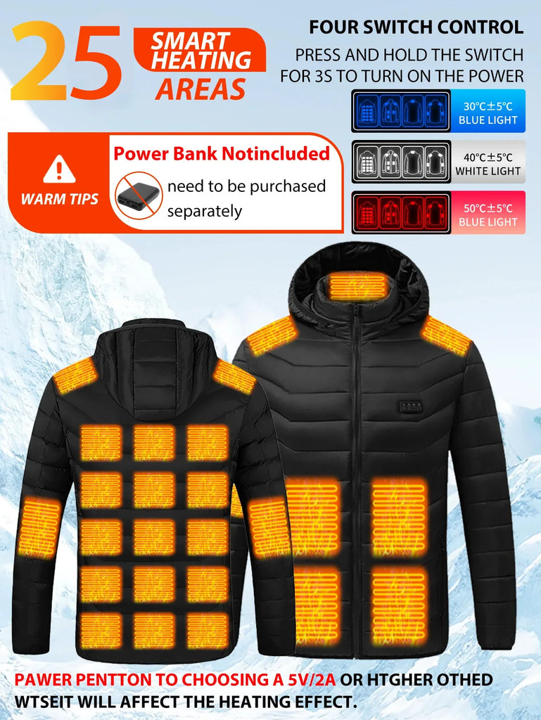 Heated Jacket Men USB Electric Heating Hooded Clothes for Couple