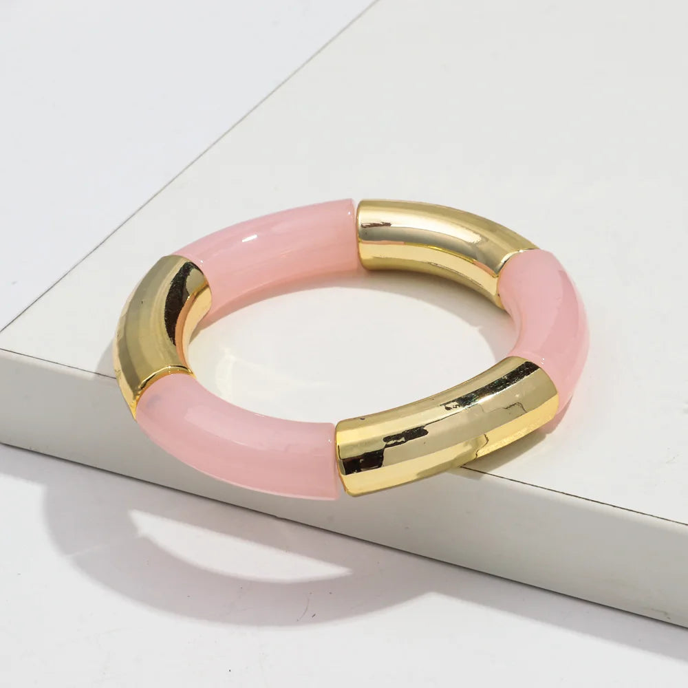 New Bohemia Acrylic Jelly Chunky Bamboo Bracelets for Women