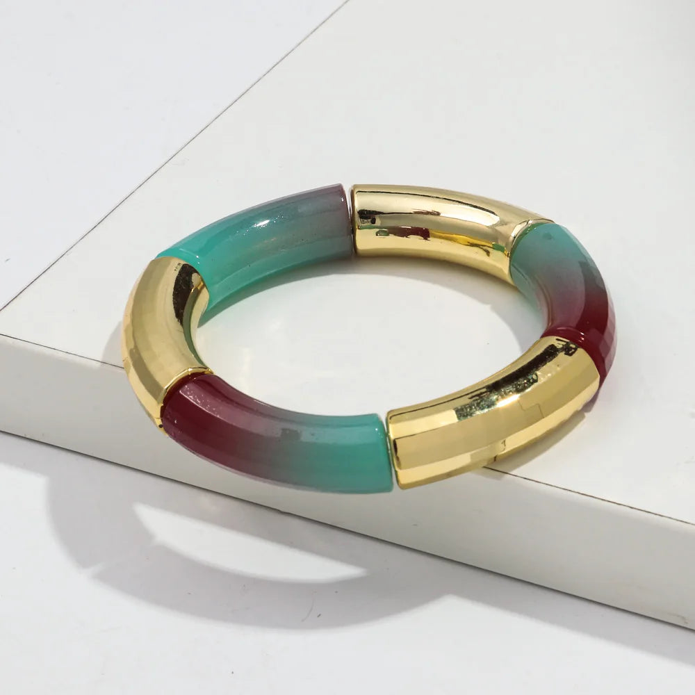 New Bohemia Acrylic Jelly Chunky Bamboo Bracelets for Women