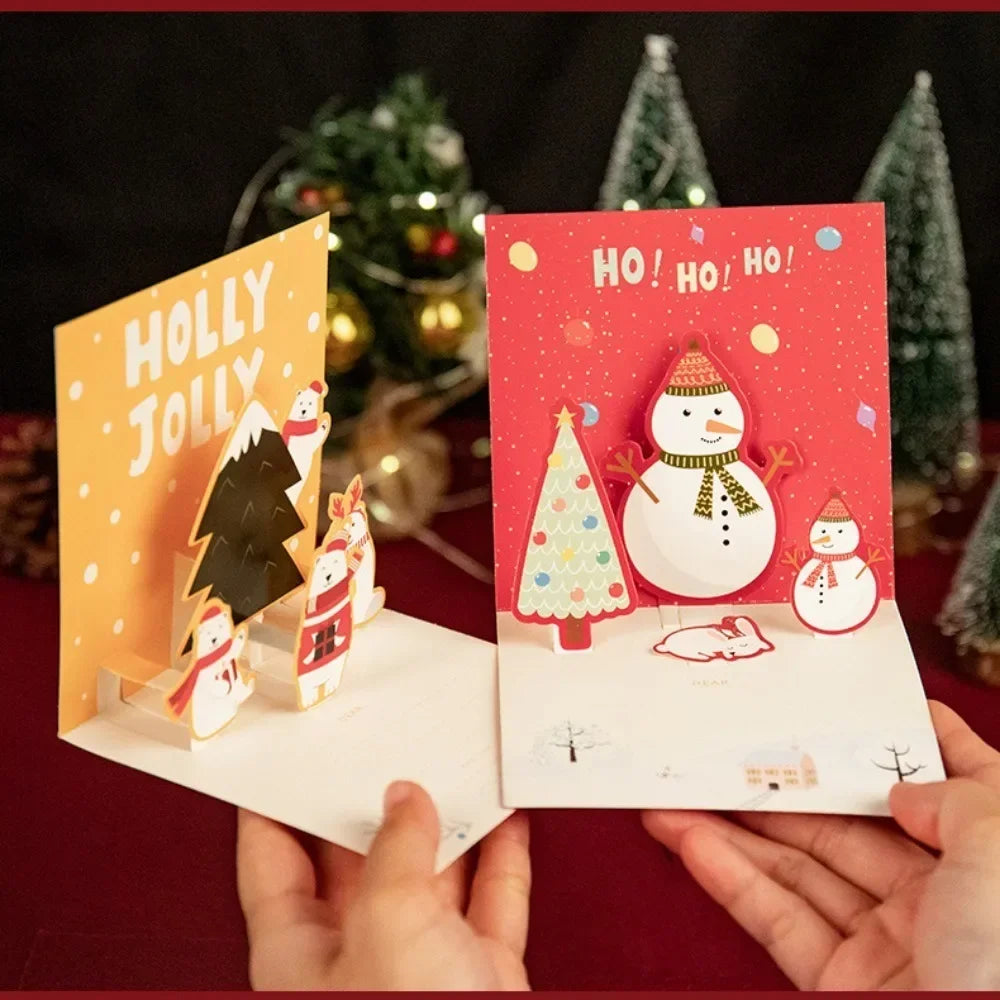 5/1PCS 3D Pop UP Christmas Greeting Cards with Envelope