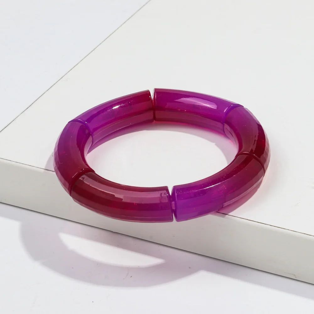 New Bohemia Acrylic Jelly Chunky Bamboo Bracelets for Women