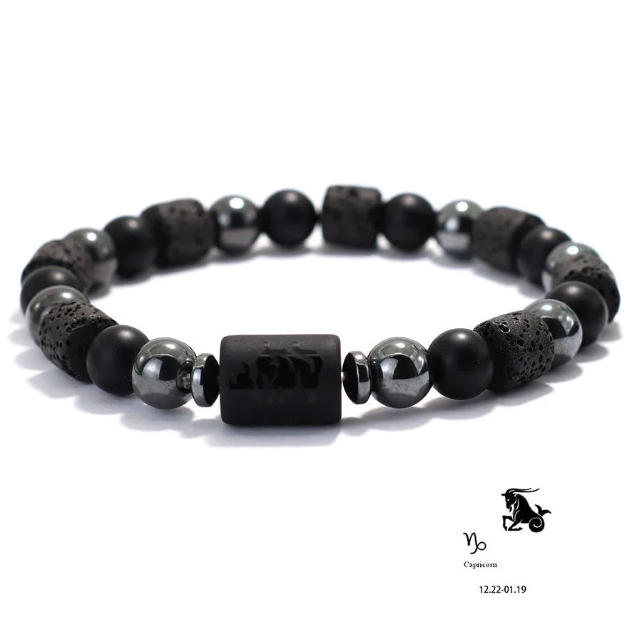 Men Natural Volcanic Rock Onyx Stone Beaded Bracelet
