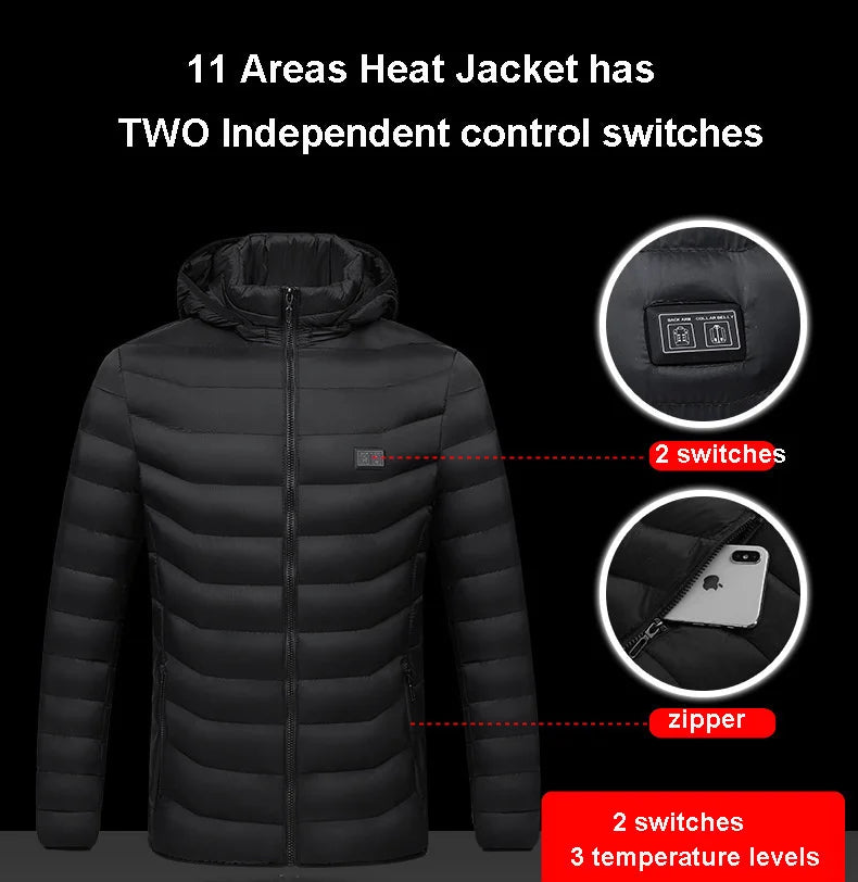 Heated Jacket For Men Winter USB Electric Heating Jacket