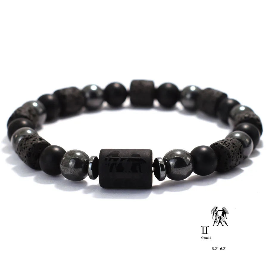 Men Natural Volcanic Rock Onyx Stone Beaded Bracelet